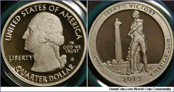 Perry's Victory, Ohio National Parks Quarter. Commemorating the battle of Lake Erie in the war of 1812. Ag. (ref.http://www.usmint.gov/mint_programs/atb/)