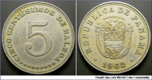 Panama 1962 5 centimos. Weight: 4.98g. 