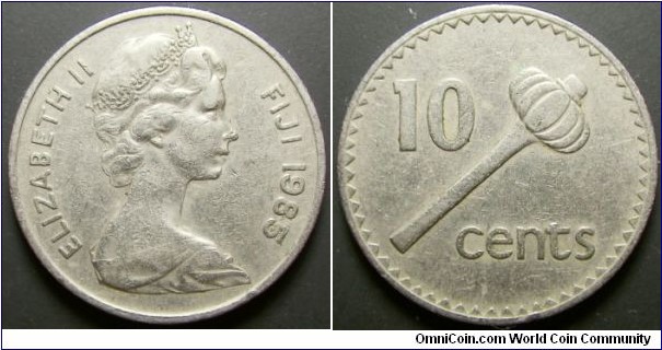 Fiji 1985 10 cents. Weight: 5.67g. 