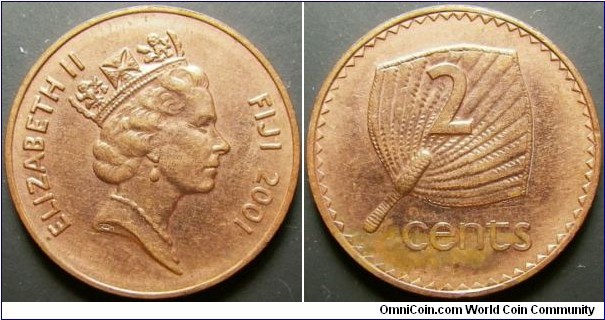 Fiji 2001 2 cents. Weight: 3.16g.  