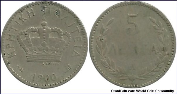 CreteIsland 5 Lepta 1900A