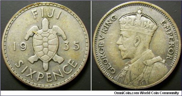 Fiji 1935 6 pence. 