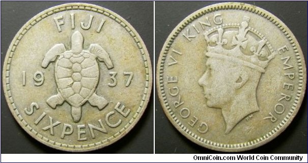 Fiji 1937 6 pence. 