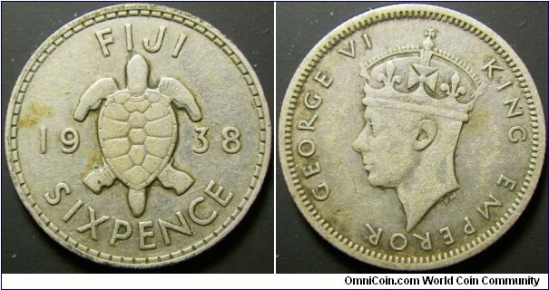 Fiji 1938 6 pence. 