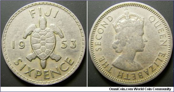 Fiji 1953 6 pence. 