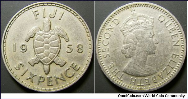 Fiji 1958 6 pence. 