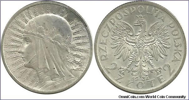 Poland 2 Zlote 1934