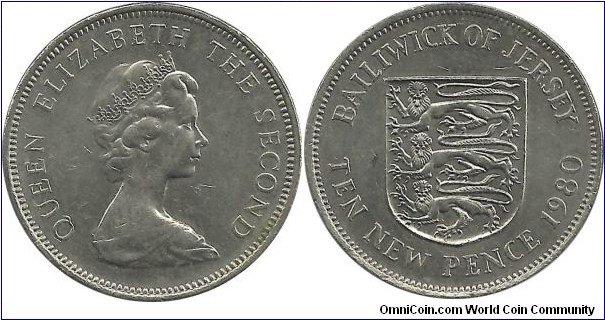 Jersey 10 NewPence 1980