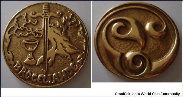 2000 o.j. France Broceliande Medal. Silver plated Bronze: 70MM.
