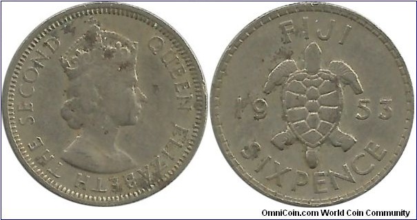 Fiji 6 Pence 1953