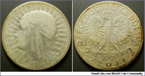 Poland 1934 2 zlot. Weight: 4.32g. 