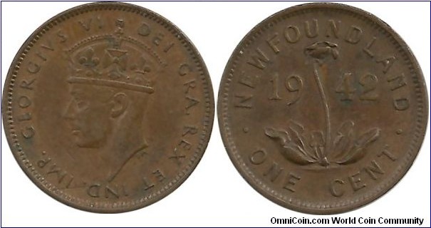 Canada-NewFoundland 1 Cent 1942