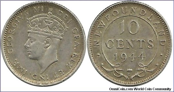 Canada-NewFoundland 10 Cent 1944C