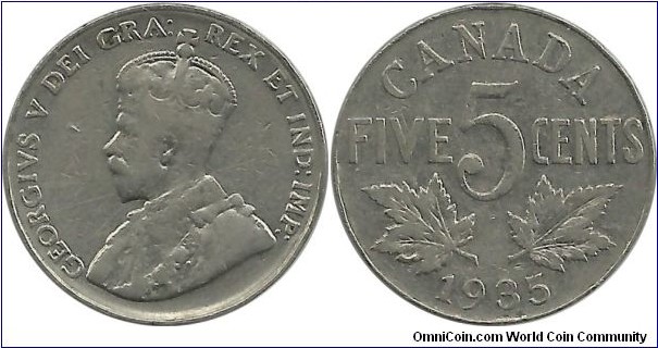 Canada 5 Cents 1935