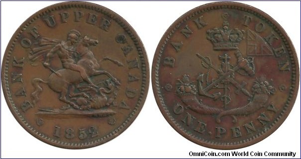 Bank of Upper Canada 1 Penny 1852