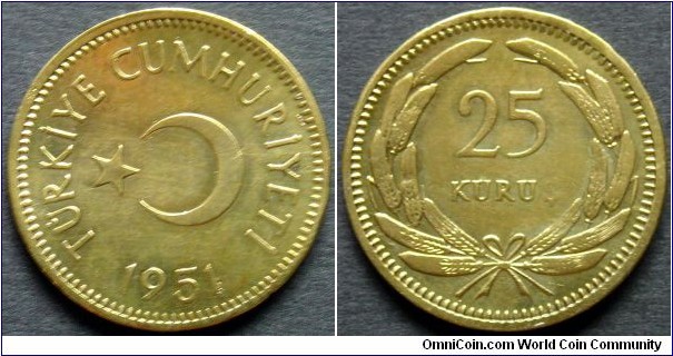 Turkey 25 kurus.
1951