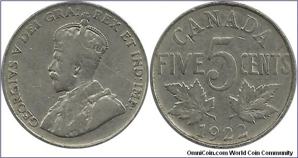 Canada 5 Cents 1922