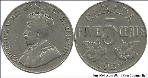 Canada 5 Cents 1929
