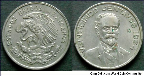 Mexico 25 centavos.
1964