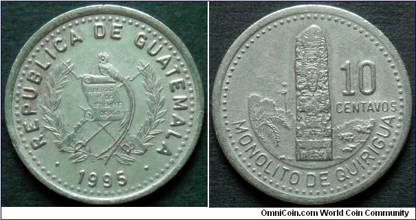 Guatemala 10 centavos.
1995