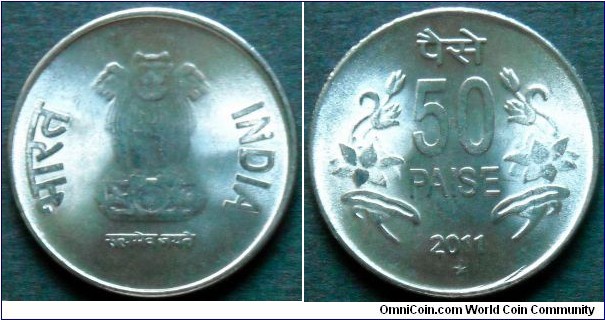 India 50 paise.
2011, Hyderabad Mint.