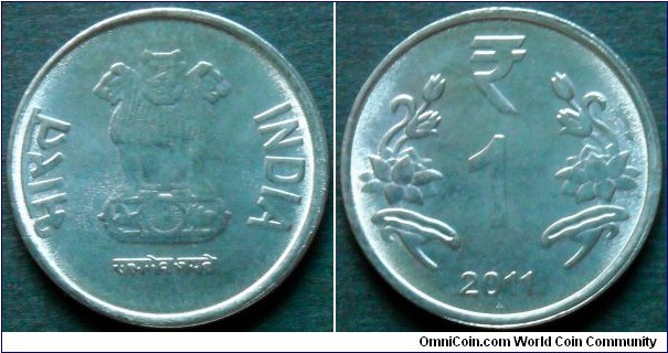 India 1 rupee.
2011, Bombay Mint.