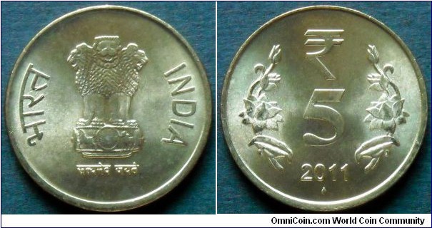 India 5 rupees.
2011, Bombay Mint.