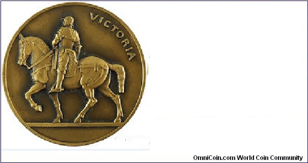 1800 o j France Victoria, La Louve Medal by Jean Vernon. Bronze: 42MM
Obv: Horseman riding on horse to left. Legend VICTORIA. Rev: Roma Wolf with 3 county Shields.
