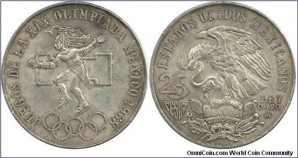 Mexico 25 Pesos 1968-XIX Olympic Games-type2