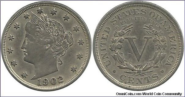USA 5 Cents 1902