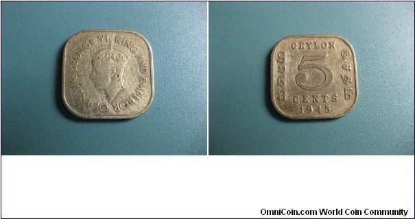 5 Cents circulated British Ceylon (Sri Lanka) Nickel Bronz Edward VI King and Emporer of India  rare coin. 