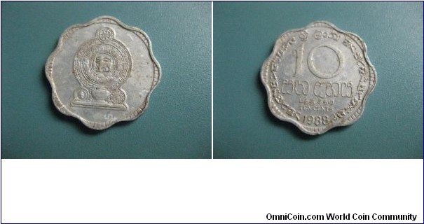 10 Cents Ceylon (Srilanka)   circulated Aluminium coin. Very Rare. 