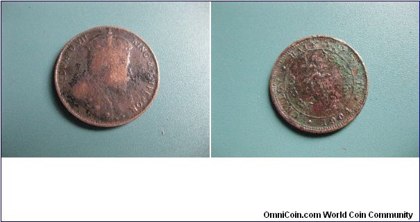 1/2 Cent bronz circulated  British Ceylon King and Emperor Edward VII. Very Rare Coin