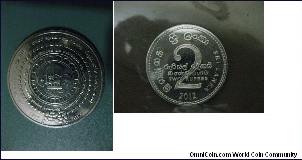 2 Rupees 2012 100 years of Scout in Srilanka Uncirculated  Nickel Steel 
