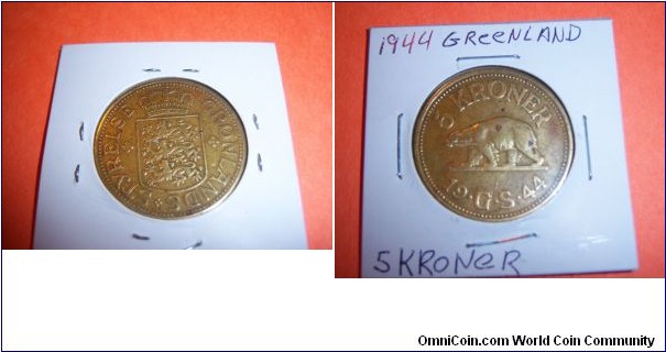 5 Kroner
Greenland
KM#9,
100,00 minted 
Brass 31mm
