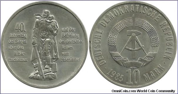 Germany-DDR 10 Mark 1985A - 40th Anniversary, Liberation from Fascism