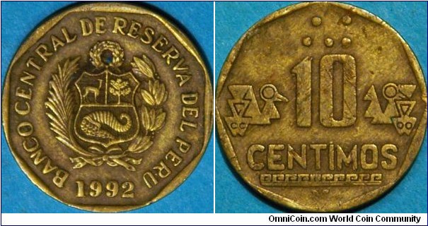 10 Céntimos, brass, 20.5 mm