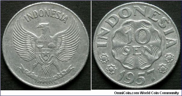 Indonesia 10 sen.
1957, Al.