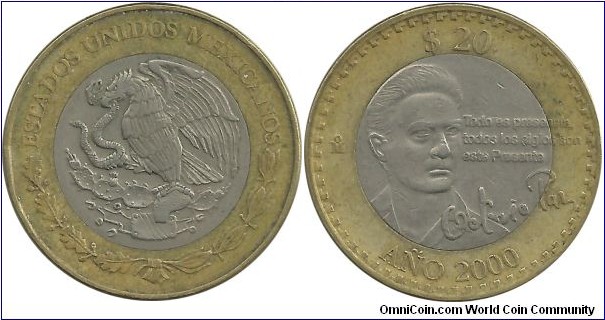 Mexico 20 Pesos 2000 - Octavio Paz