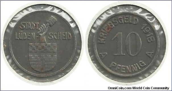 Germany-Notgeld 10 Pfennig 1918(Fe) - Lüdenscheid (Westphalia)