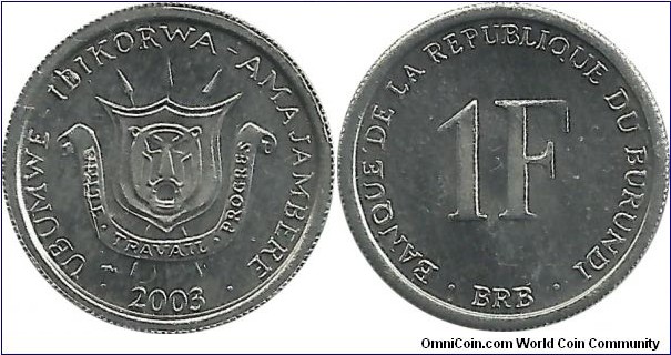 Burundi 1 Franc 2003