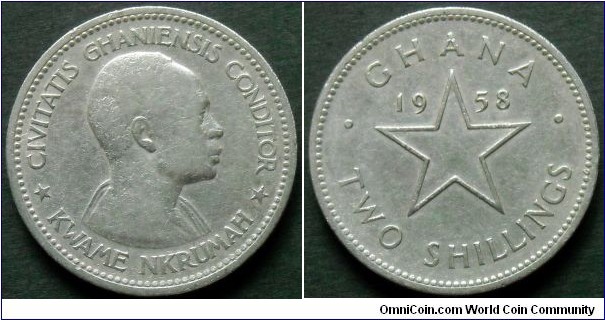 Ghana 2 shillings.
1958, Cu-ni.
