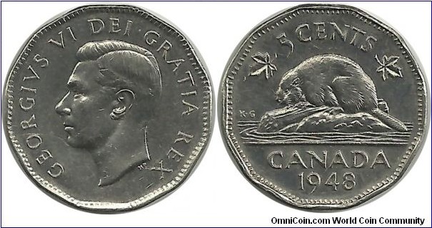 Canada 5 Cents 1948