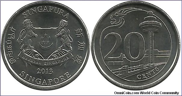 Singapore 20 Cents 2013