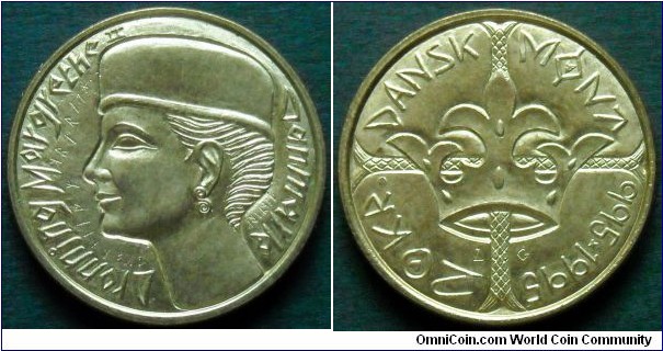 Denmark 20 kroner.
1995, 1000 Years of Danish Coinage.