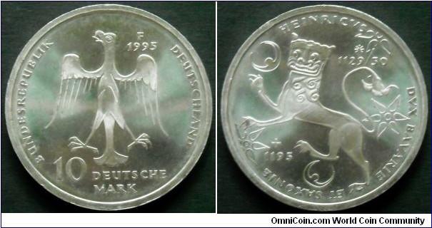 German Federal Republic (West Germany) 10 mark.
1995 (F) Henry the Lion.
Ag 650.