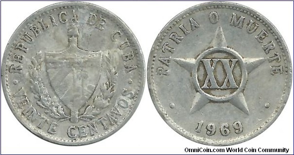 Cuba 20 Centavos 1969
