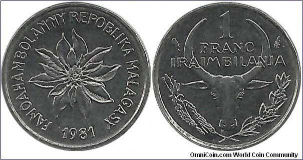 Madagaskar 1 Franc 1981