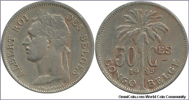 Congo-Belge 50 Centimes 1925-Fr