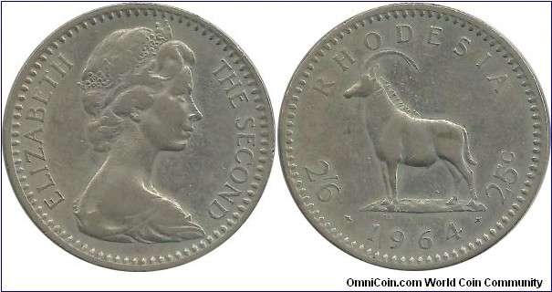 Rhodesia 25 Cents-Half Crown 1964